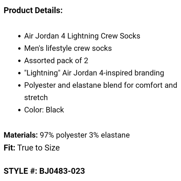 NWT Boy's Air Jordan 4 2 Pack Crew Socks - Picture 6 of 6